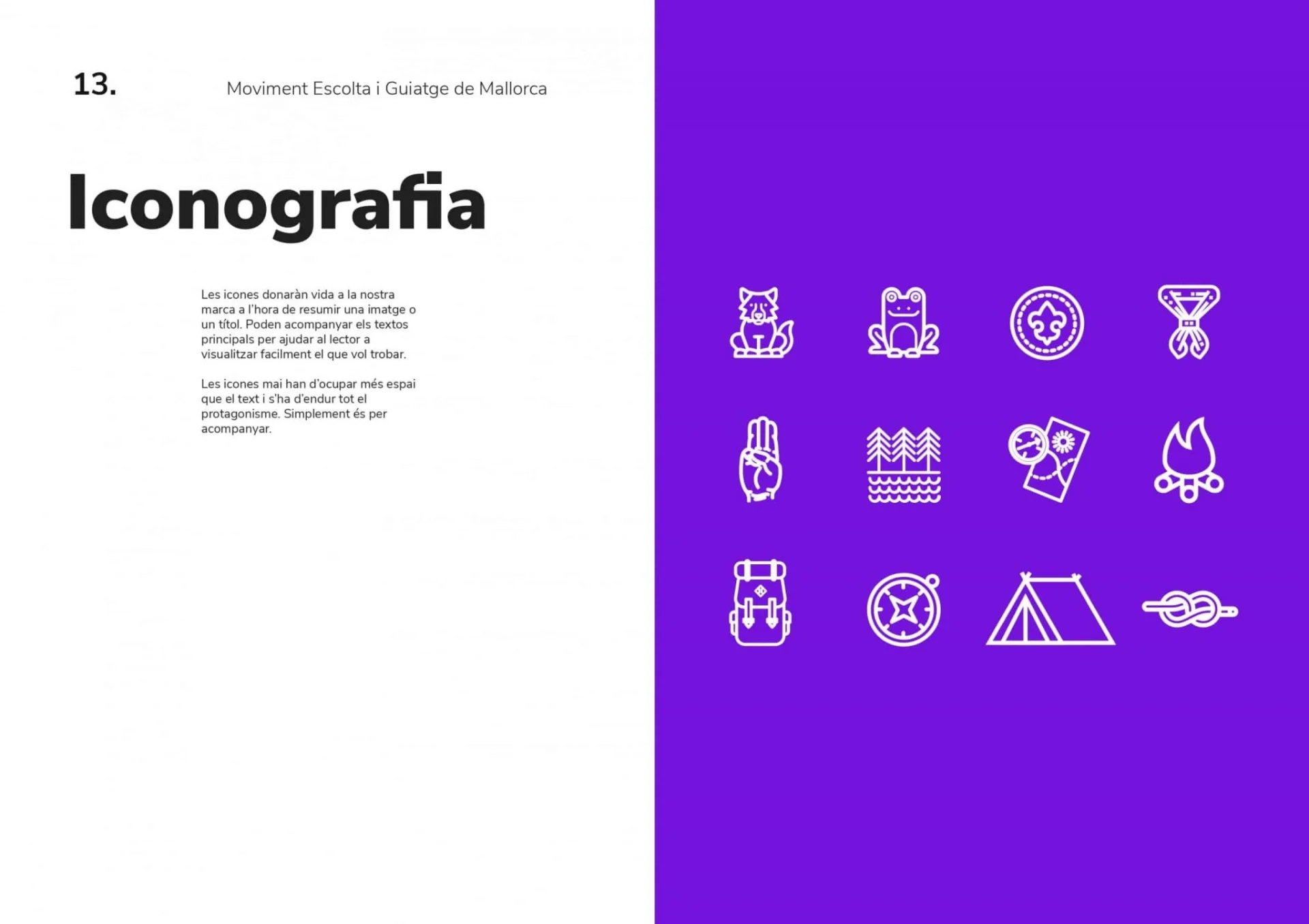 MEGM-Markenbuch, Seite 13 – Digitale visuelle Identität von Indigo Estudio Mallorca