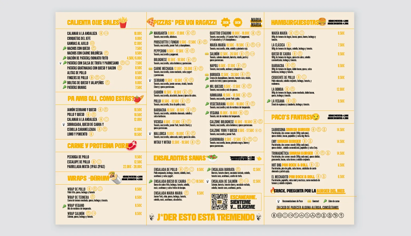 Neugestaltetes Menü „Maria Maria“ – Editorial-Design von Indigo Estudio Mallorca