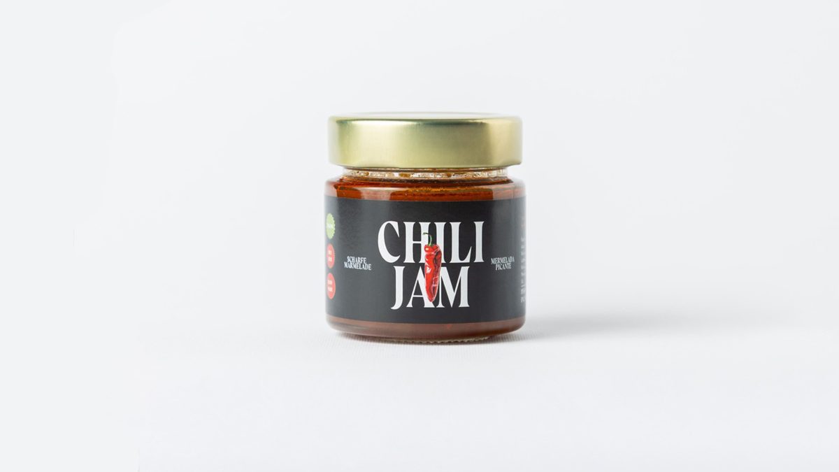 Verpackung für die Chili-Marmelade von Maxi's Fuego Mallorca – Etikettendesign von Indigo Estudio