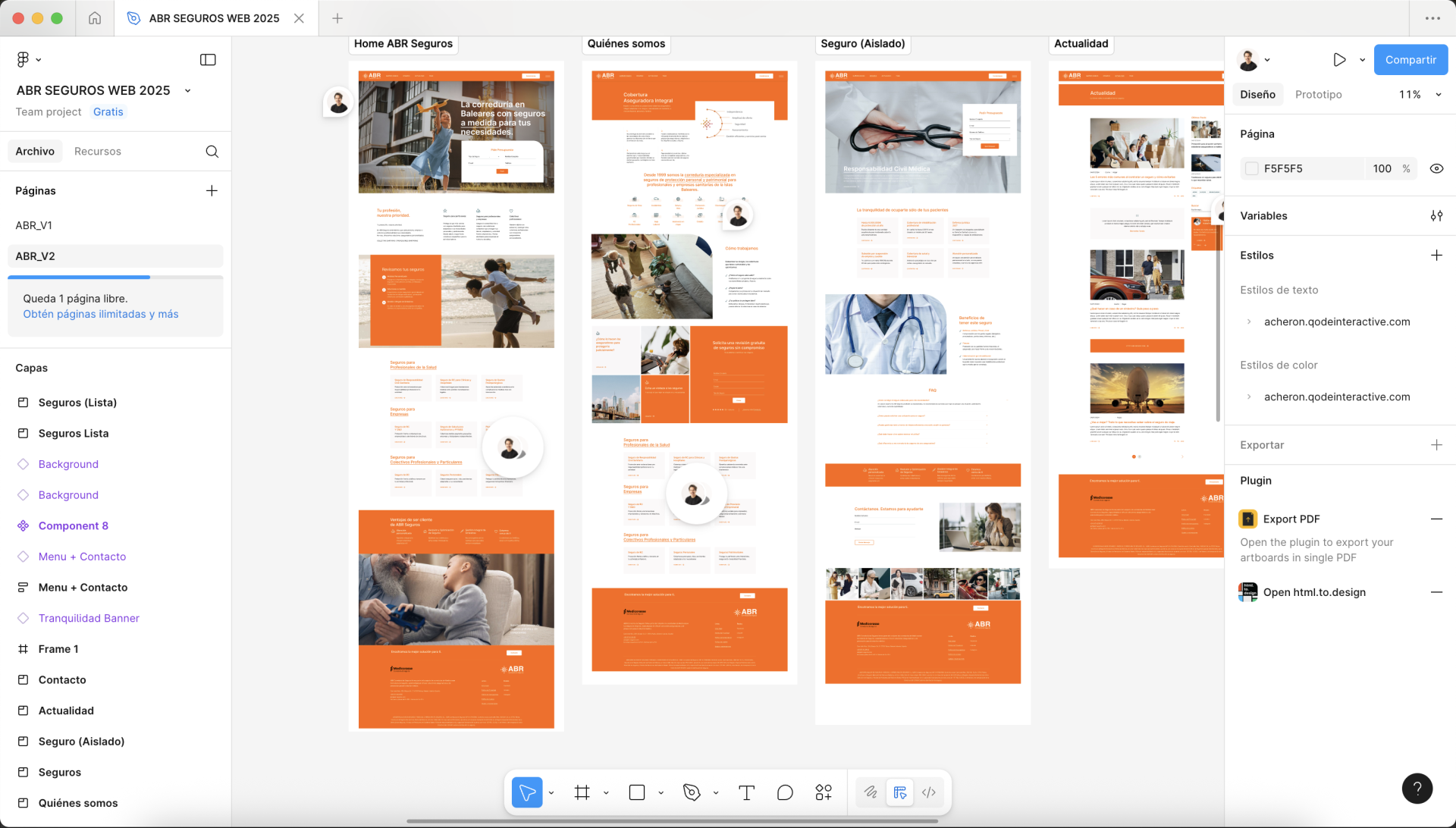 Webdesign für ABR Seguros in Figma – UI von Indigo Estudio Mallorca
