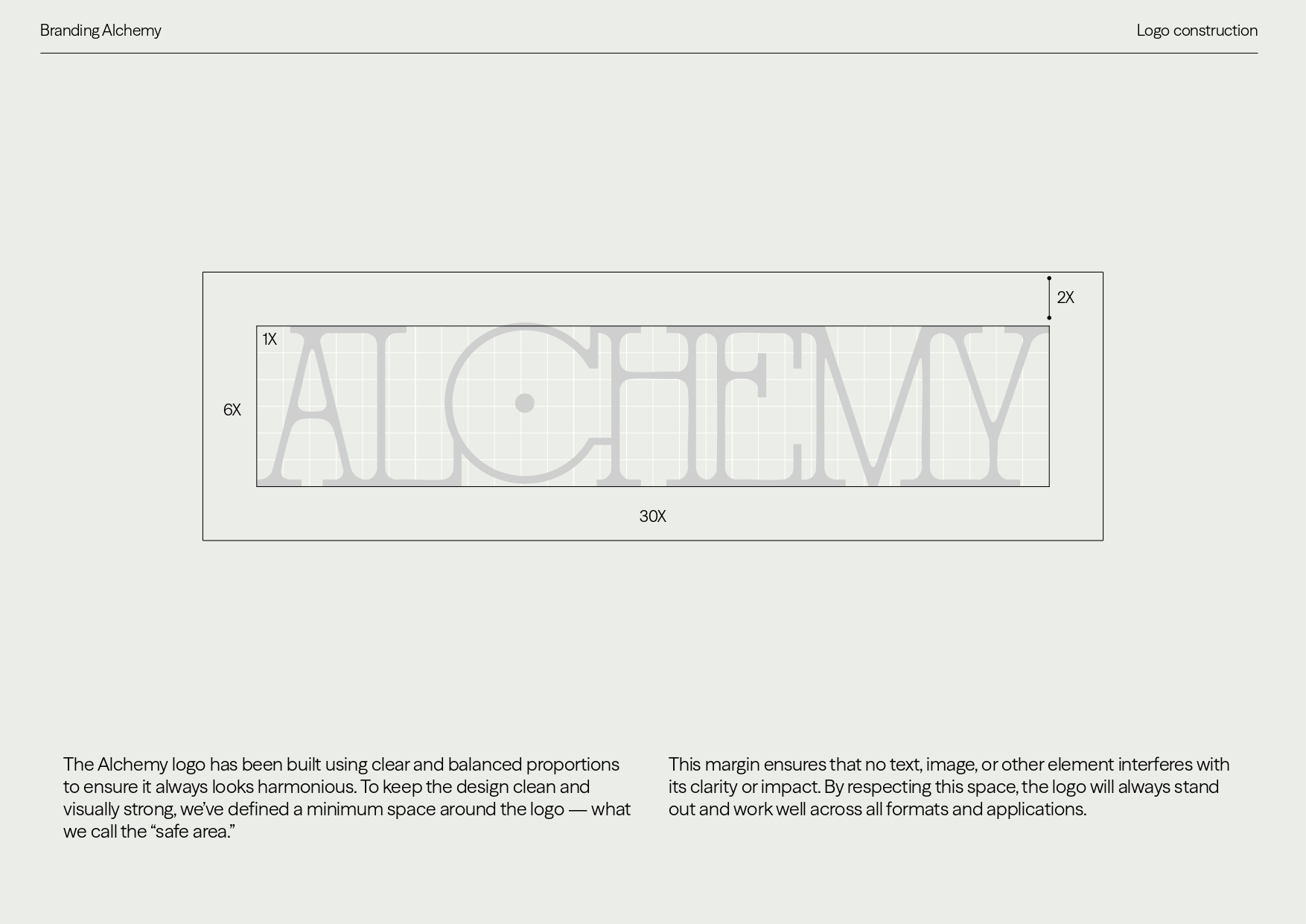 Aufbau und Sicherheitsbereich des Logos der Alchemy Bartending School