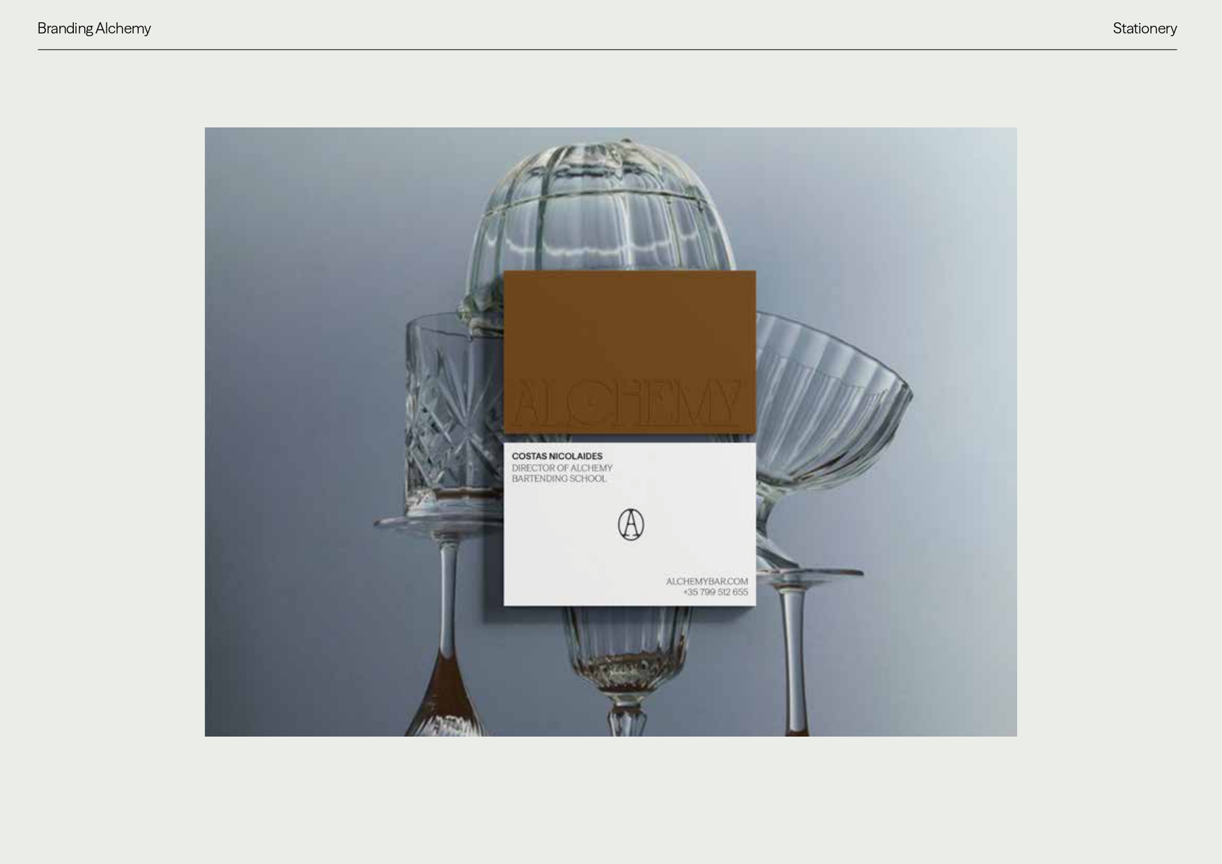 Alchemy-Firmenbriefpapier – Visitenkarte von Costas Nicolaides