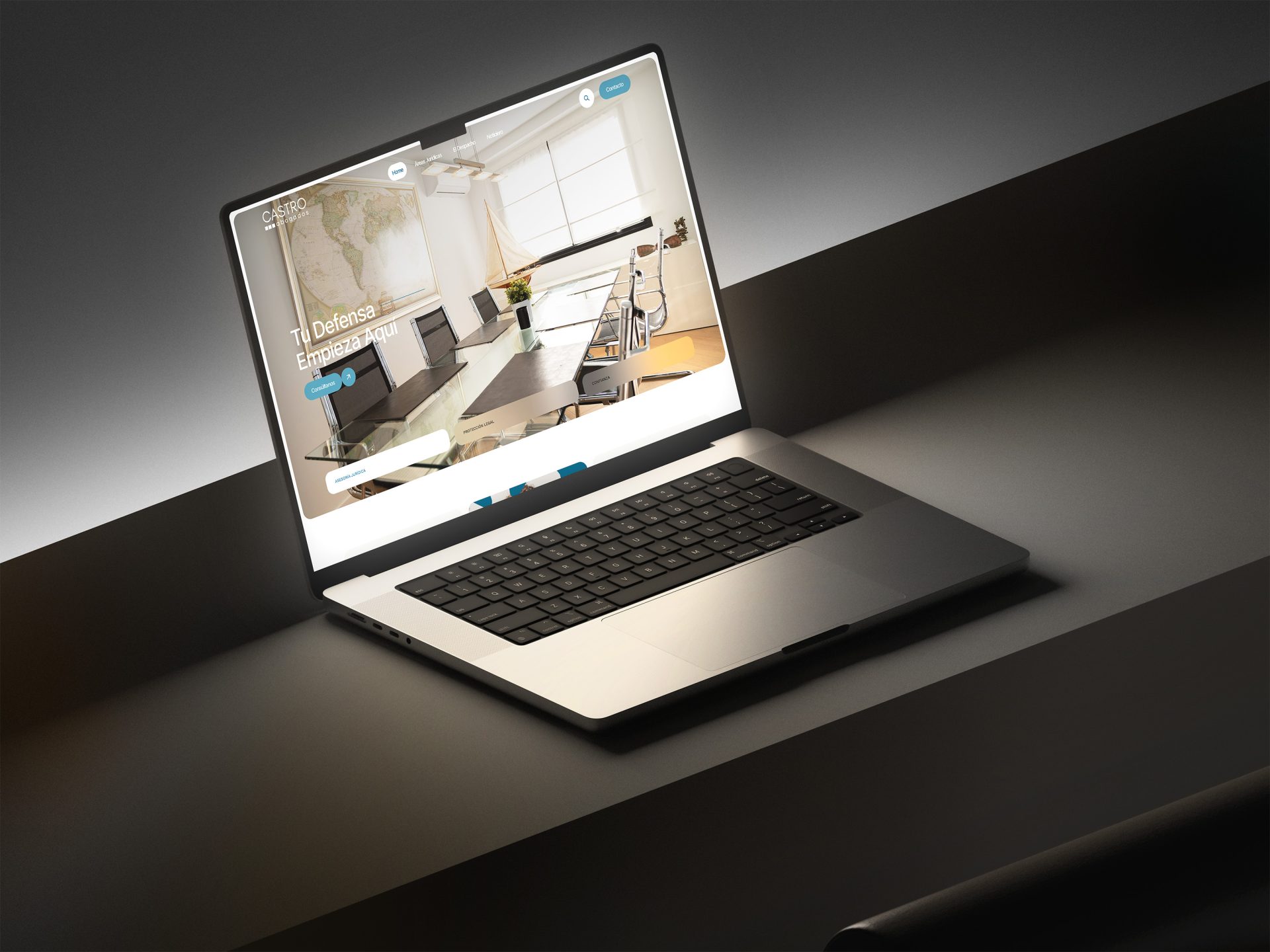 Website von Castro Abogados als MacBook-Mockup – Webdesign von Indigo Estudio Mallorca