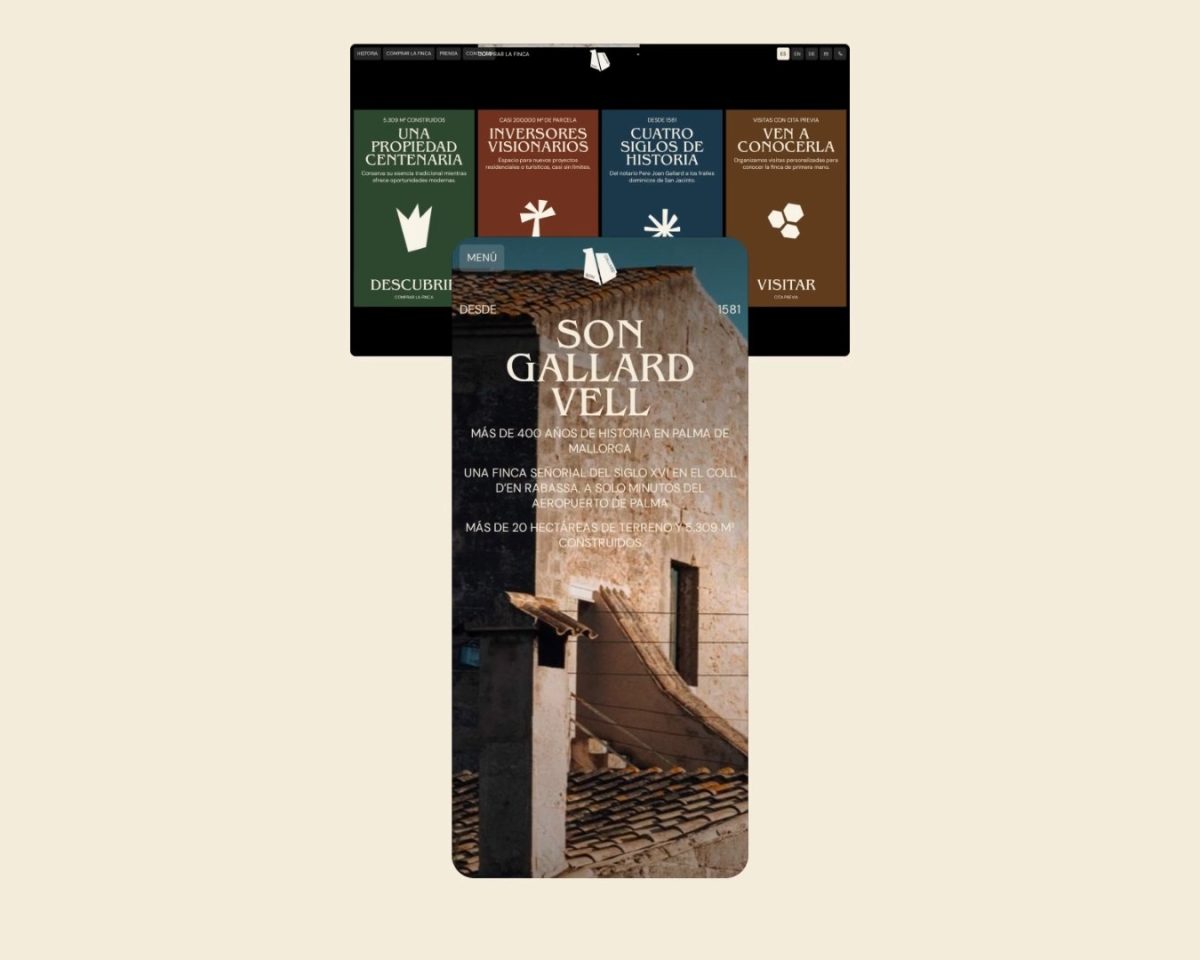 Mobile Version der Website von Son Gallard Vell · Indigo Estudio